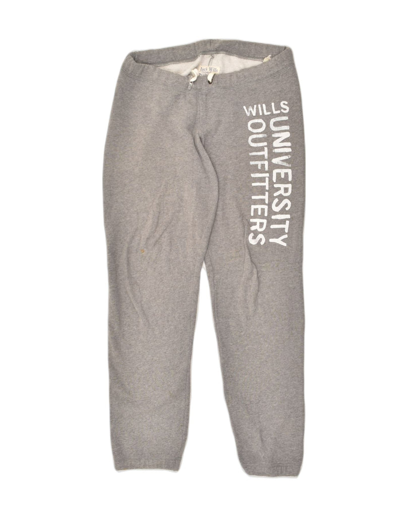 JACK WILLS Mens Graphic Tracksuit Trousers Joggers UK 10 Small Grey Cotton | Vintage Jack Wills | Thrift | Second-Hand Jack Wills | Used Clothing | Messina Hembry 