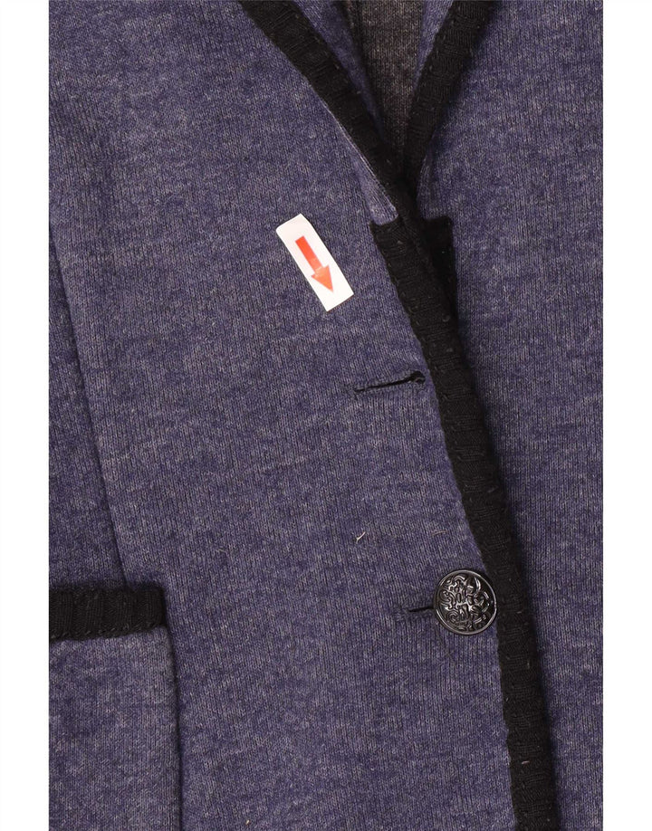Zara Womens Knit 1 Button Blazer Jacket UK 12 Medium Blue