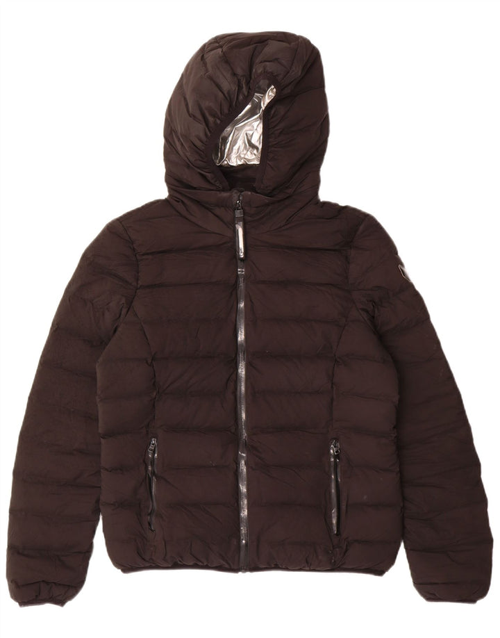 GAS Womens Hooded Padded Jacket IT 42 Medium Black