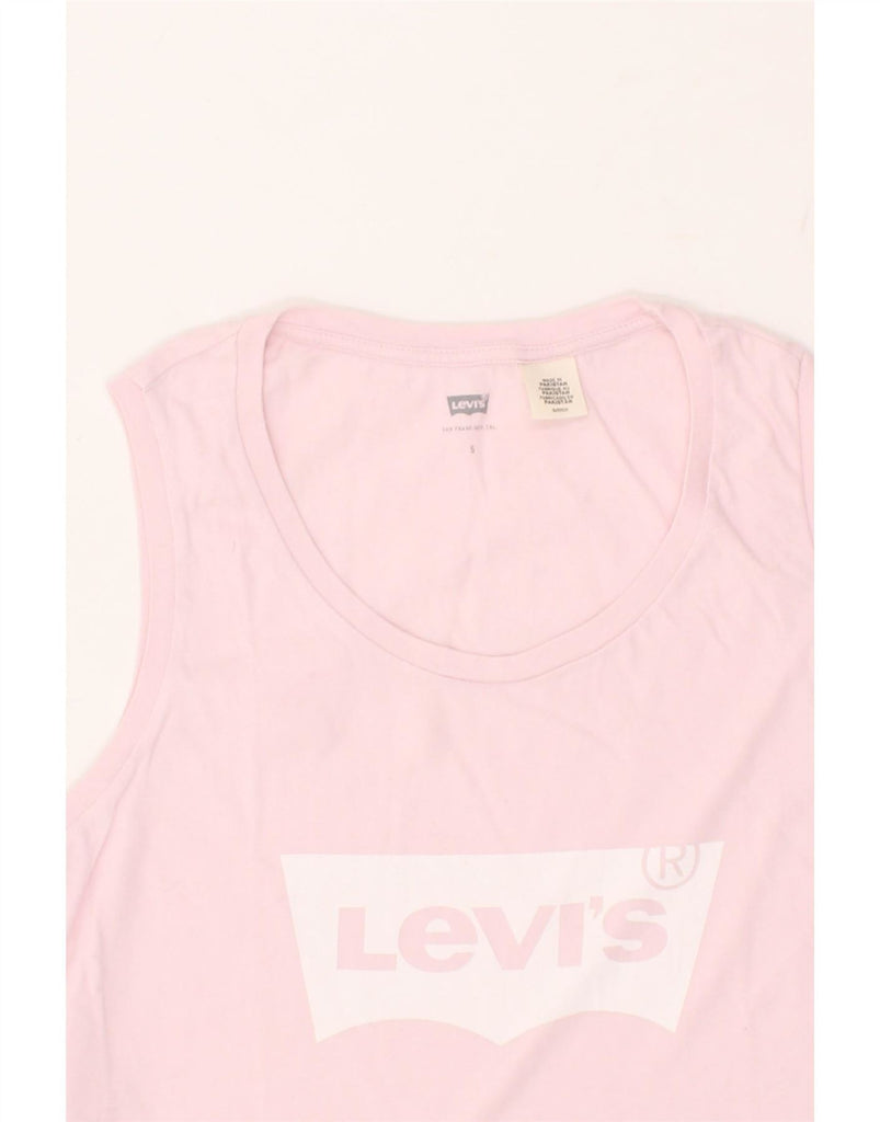 LEVI'S Womens Graphic Vest Top UK 10 Small Pink Cotton | Vintage Levi's | Thrift | Second-Hand Levi's | Used Clothing | Messina Hembry 