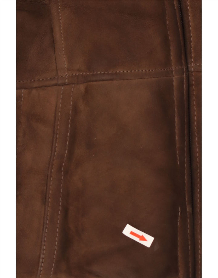 Vintage Mens Bomber Shearling Jacket IT 54 2XL Brown Leather