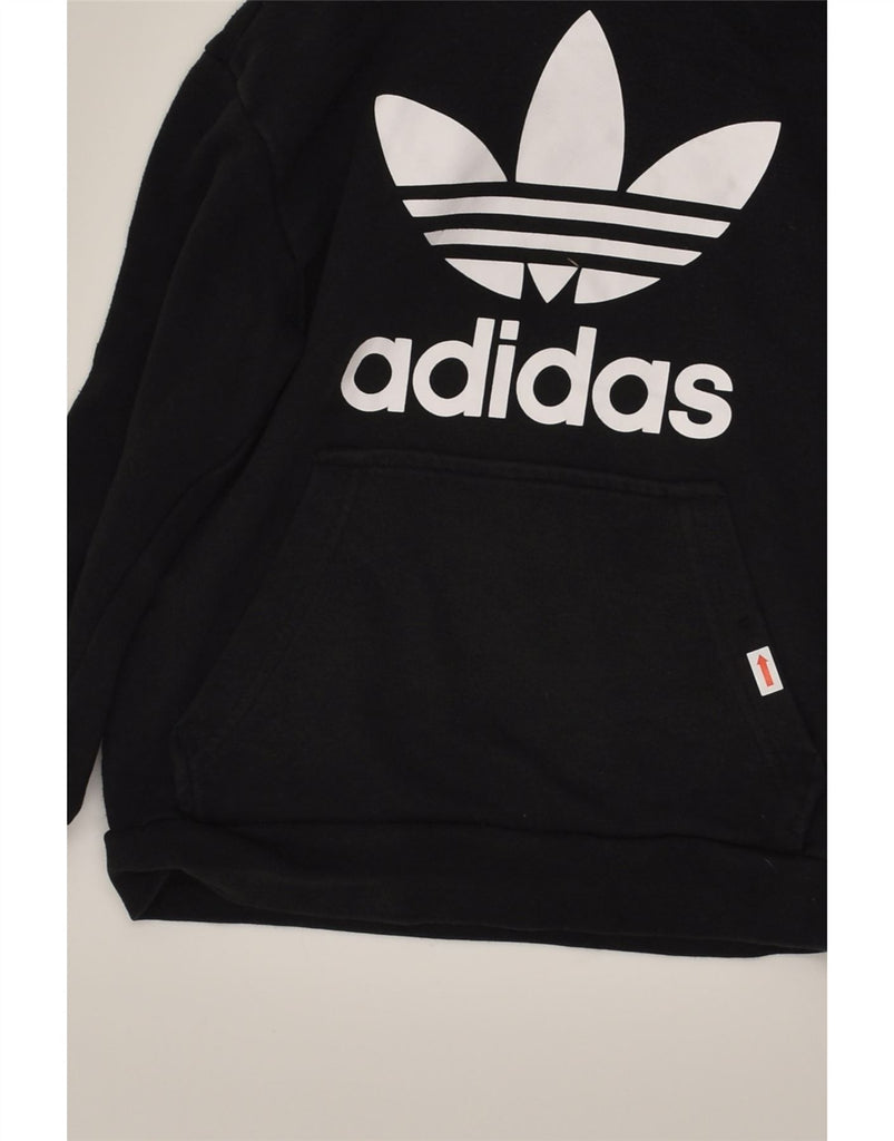 ADIDAS Boys Graphic Hoodie Jumper 8-9 Years Black Cotton | Vintage Adidas | Thrift | Second-Hand Adidas | Used Clothing | Messina Hembry 