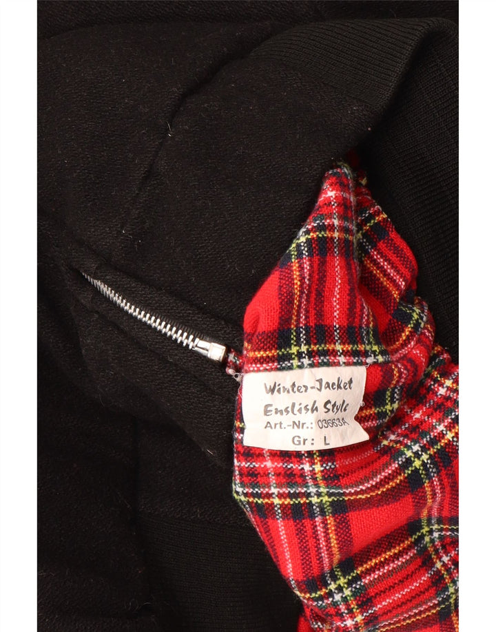 Vintage Mens Bomber Jacket UK 40 Large Black Wool