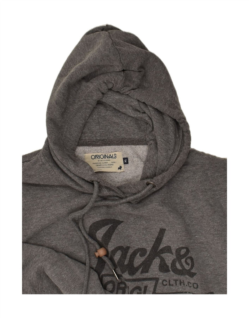 JACK & JONES Mens Graphic Hoodie Jumper XL Grey Cotton | Vintage Jack & Jones | Thrift | Second-Hand Jack & Jones | Used Clothing | Messina Hembry 