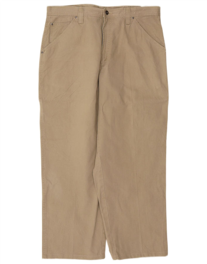 Wrangler Mens Straight Cargo Trousers W36 L27 Beige Cotton