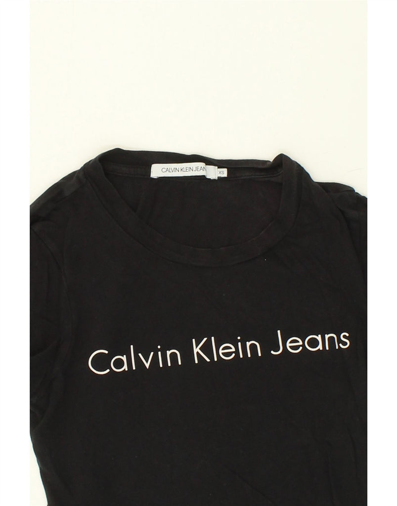 CALVIN KLEIN Womens Graphic T-Shirt Top UK 6 XS Black Cotton | Vintage Calvin Klein | Thrift | Second-Hand Calvin Klein | Used Clothing | Messina Hembry 