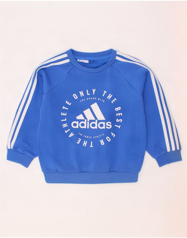 Adidas Boys Graphic Sweatshirt Jumper 2-3 Years Blue Cotton