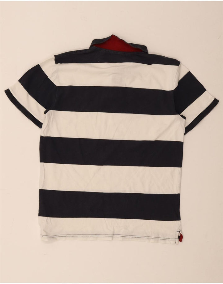 Gant Mens Rugby Polo Shirt Medium Navy Blue Striped Cotton