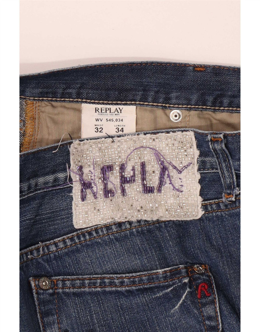 Replay Womens Straight Jeans W32 L34 Blue Cotton