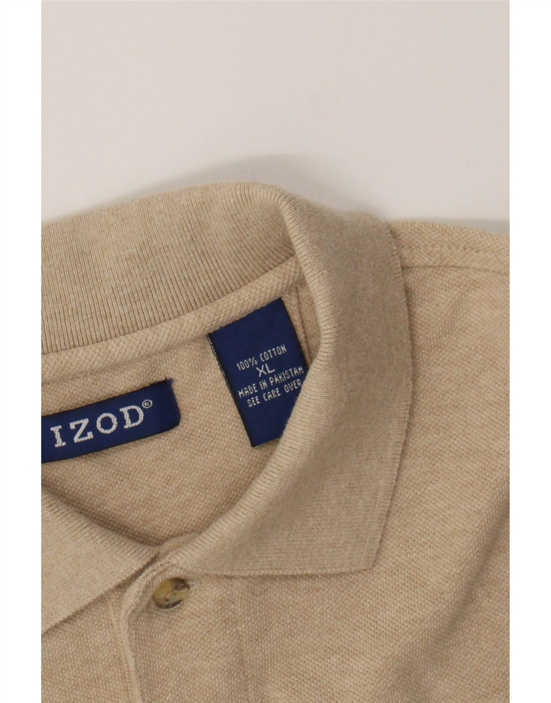 IZOD Mens Polo Shirt XL Beige Cotton Vintage Izod and Second-Hand Izod from Messina Hembry 