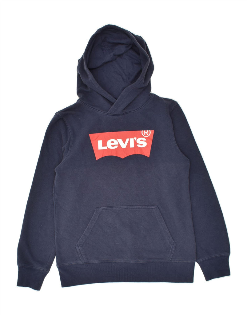 LEVI'S Boys Graphic Hoodie Jumper 13-14 Years Navy Blue Cotton | Vintage Levi's | Thrift | Second-Hand Levi's | Used Clothing | Messina Hembry 