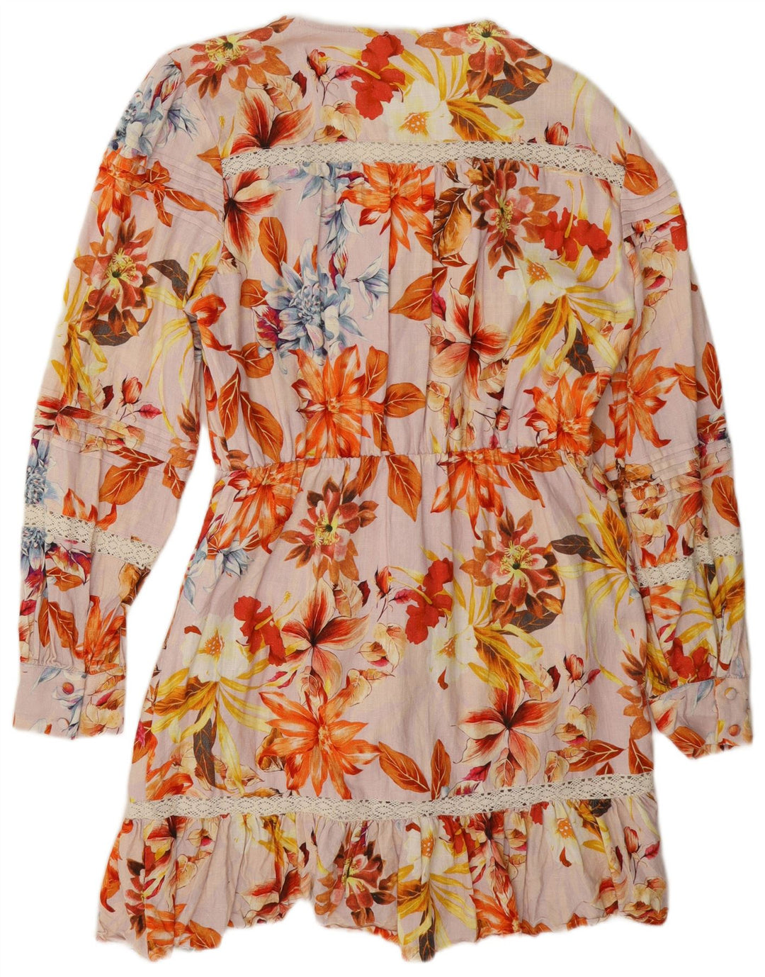 Guess Womens Tiered Dress UK 12 Medium Multicoloured Floral Viscose