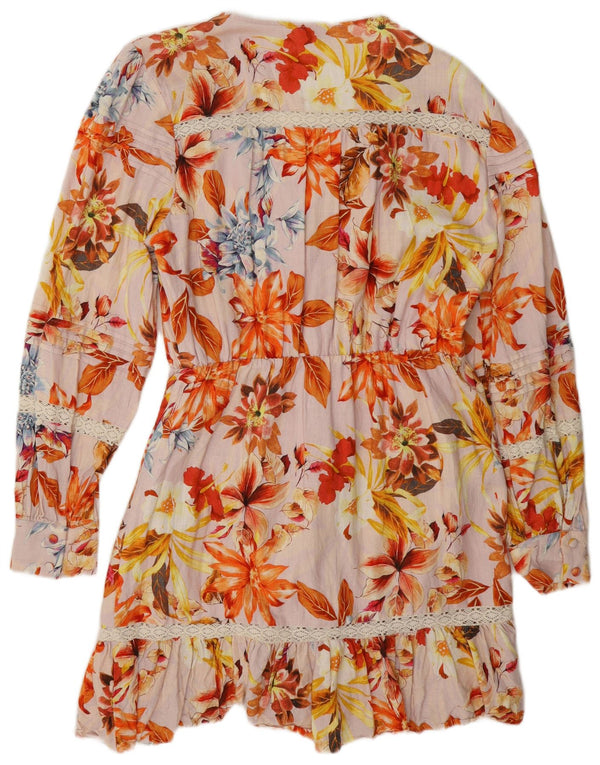 Guess Womens Tiered Dress UK 12 Medium Multicoloured Floral Viscose