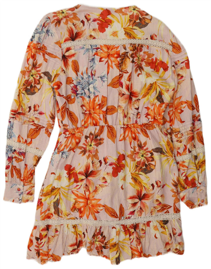 Guess Womens Tiered Dress UK 12 Medium Multicoloured Floral Viscose