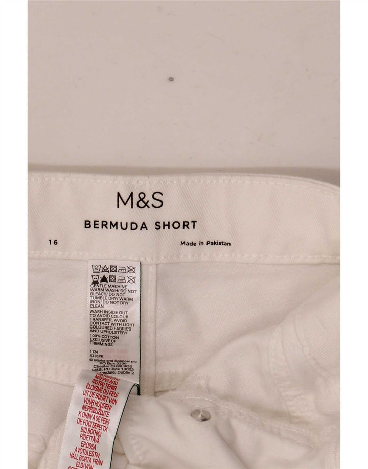 Marks & Spencer Womens Bermuda Denim Shorts UK 16 Large W34 White Cotton