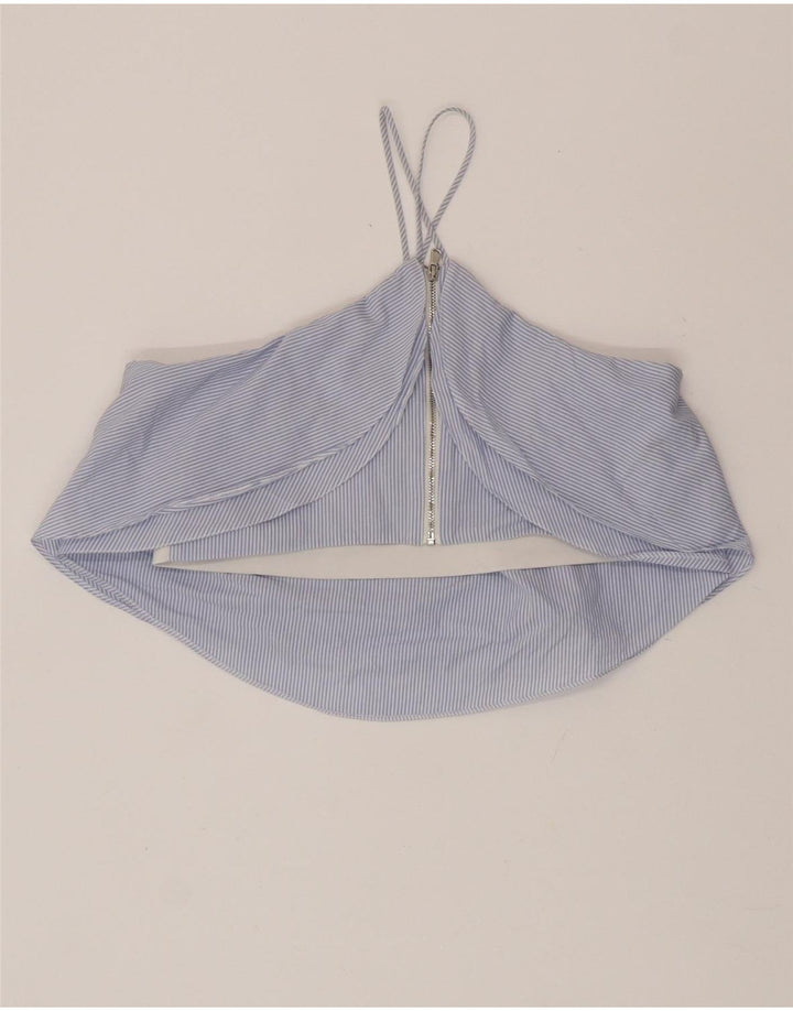 Zara Womens Crop Halter Top UK 12 Medium Blue Striped