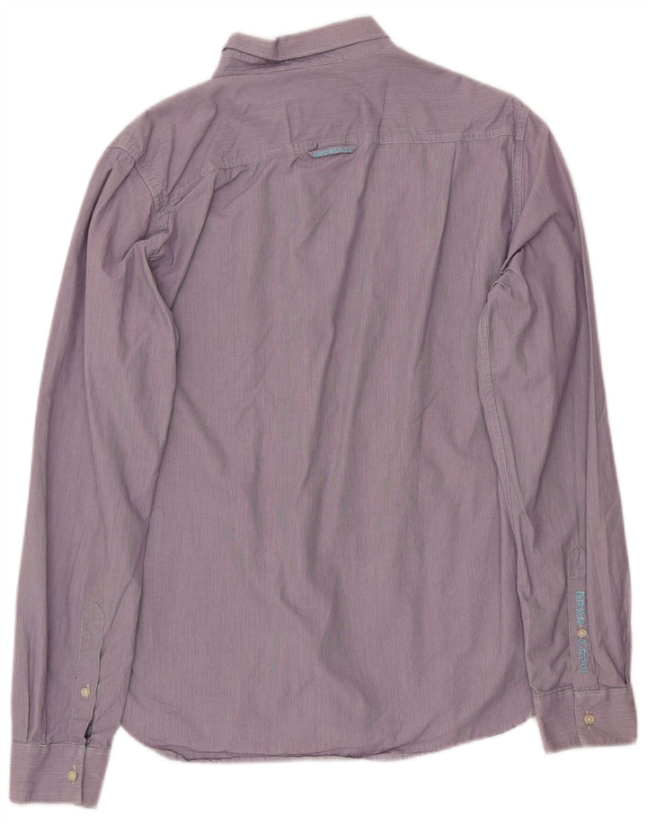 SUPERDRY Mens Shirt Large Purple Pinstripe Cotton