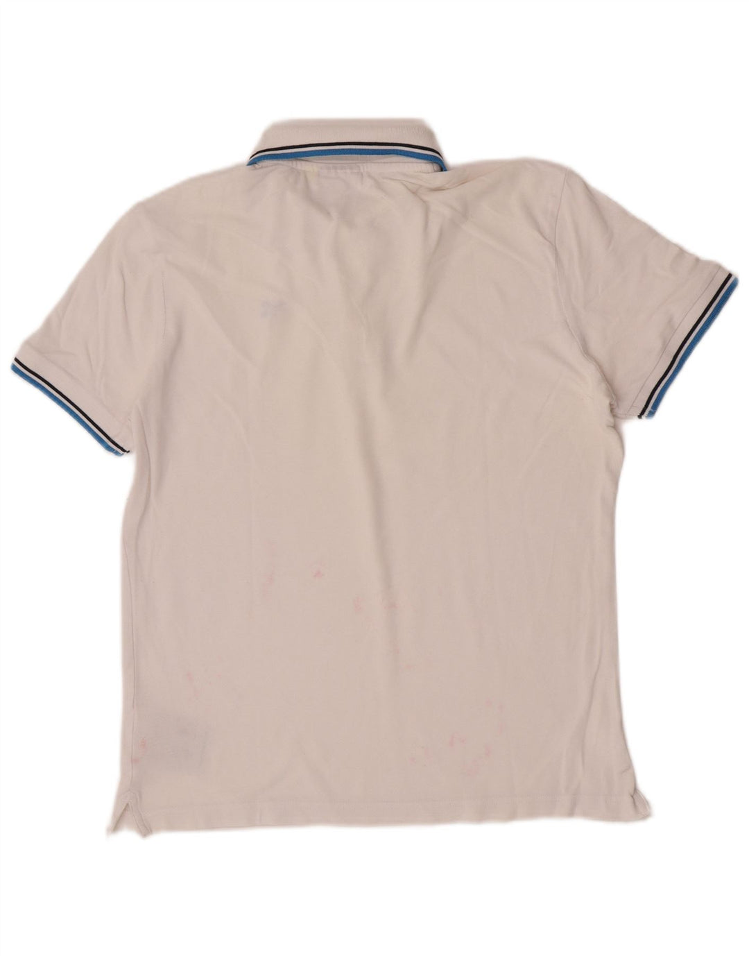 Diadora Mens Polo Shirt Medium White Striped Cotton