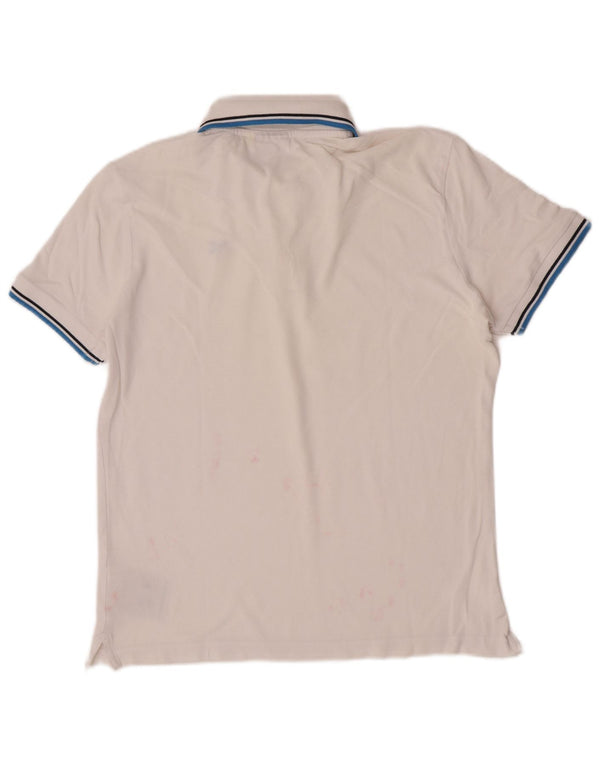 Diadora Mens Polo Shirt Medium White Striped Cotton