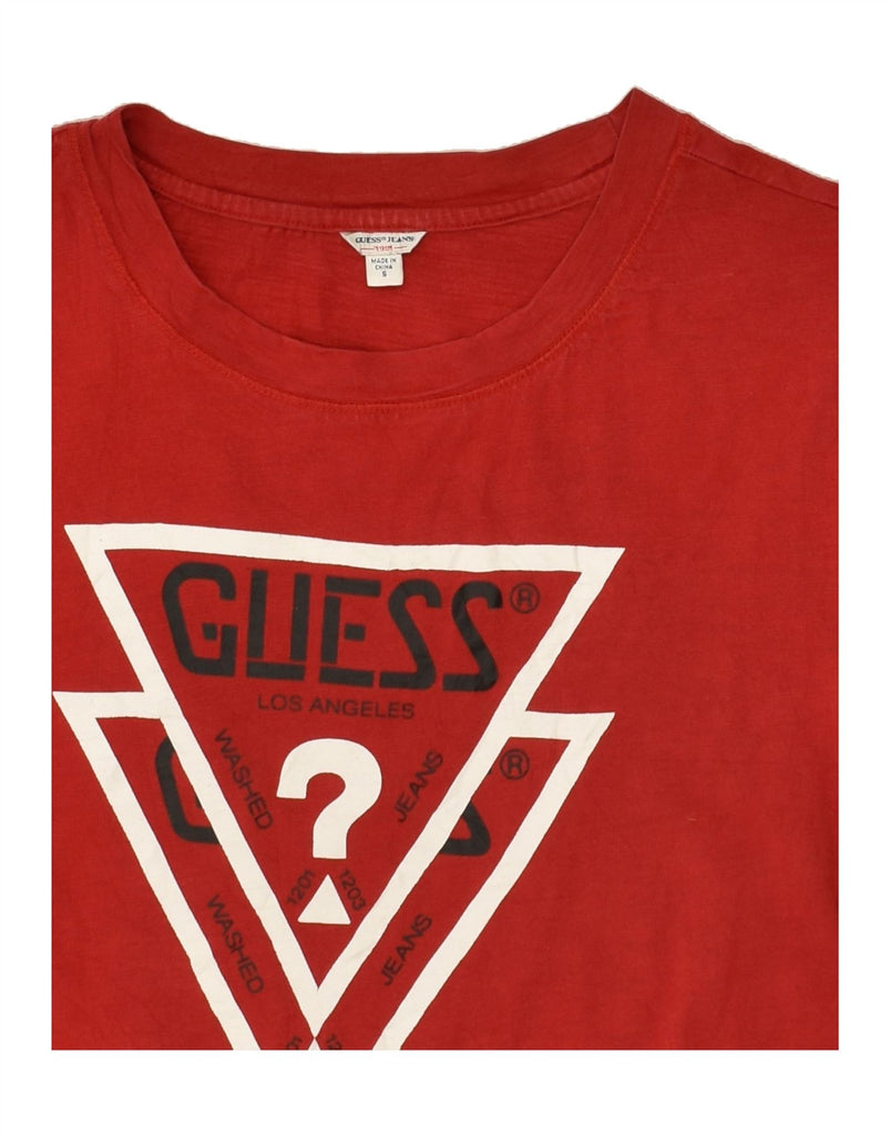 GUESS Womens Graphic T-Shirt Top UK 10 Small Red Cotton | Vintage Guess | Thrift | Second-Hand Guess | Used Clothing | Messina Hembry 