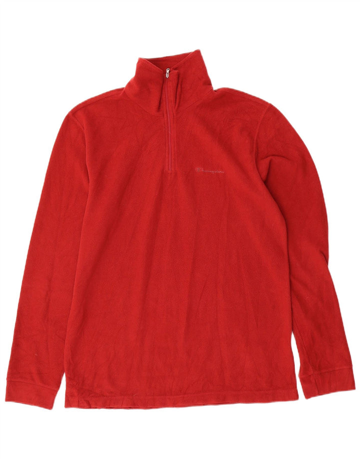 Champion Mens Zip Neck Fleece Jumper Medium Red
