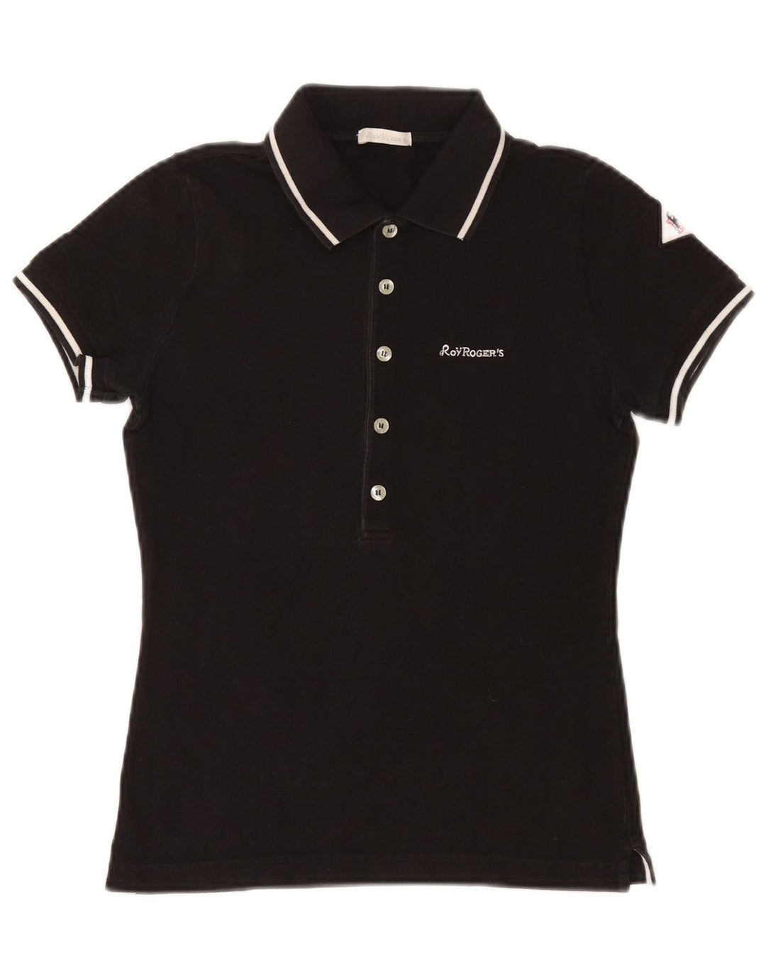 Roy Rogers Womens Polo Shirt UK 12 Medium Black Cotton