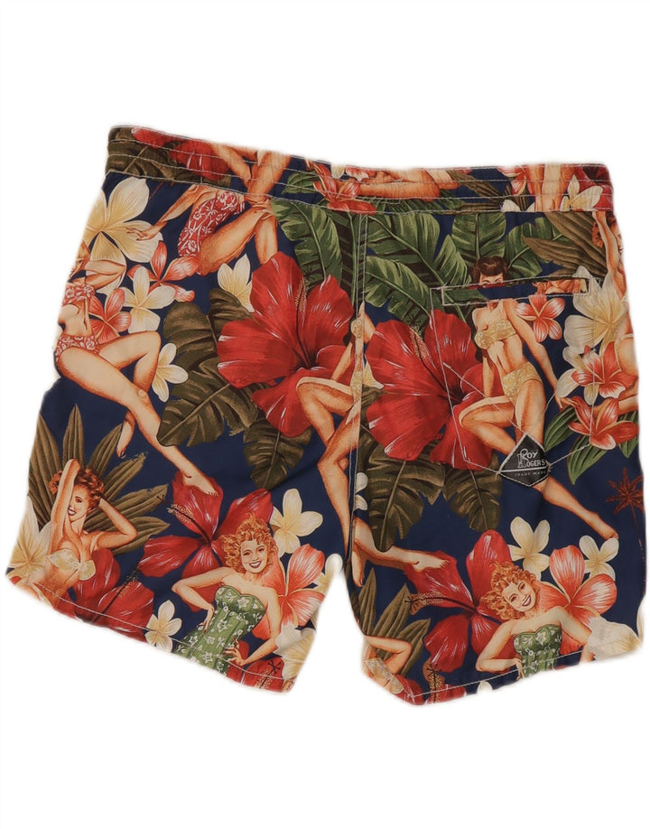 ROY ROGERS Mens Swimming Shorts Large Multicoloured Floral Polyester