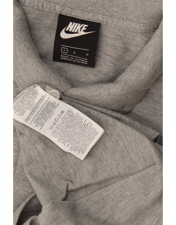 NIKE Mens Polo Shirt Large Grey Cotton