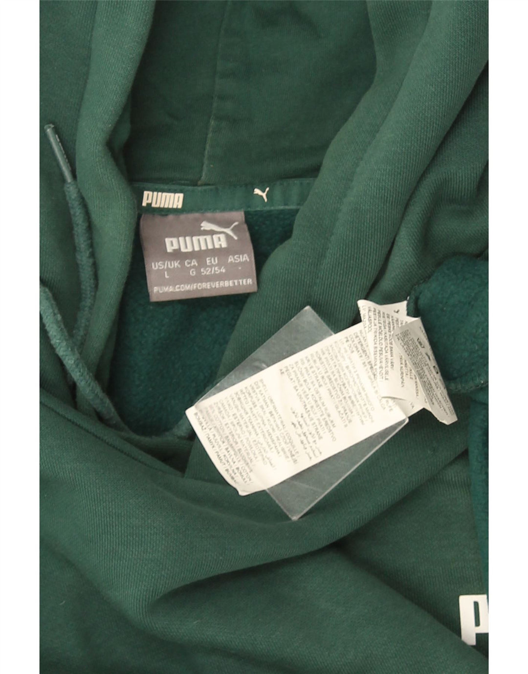 PUMA Mens Hoodie Jumper Large Green Cotton