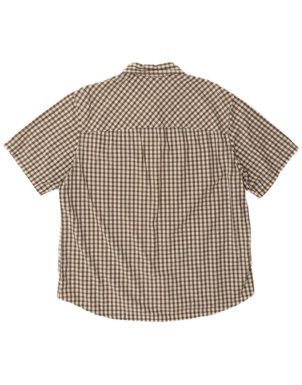 Jack Wolfskin Mens Short Sleeve Regular Fit Shirt UK 44/46 XL Brown Check