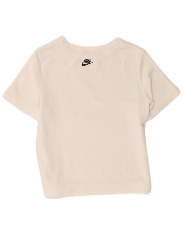 Nike Womens Graphic Short Sleeve Sweatshirt Jumper UK 14 Medium White