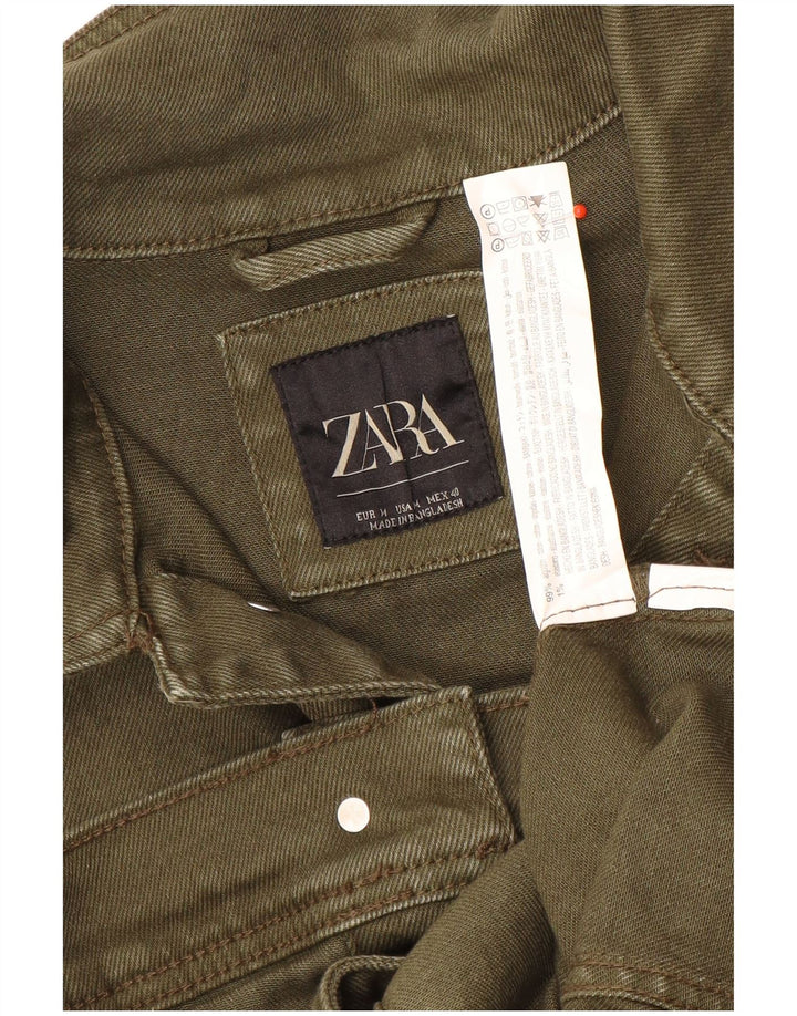 Zara Mens Denim Jacket UK 38 Medium Green Cotton