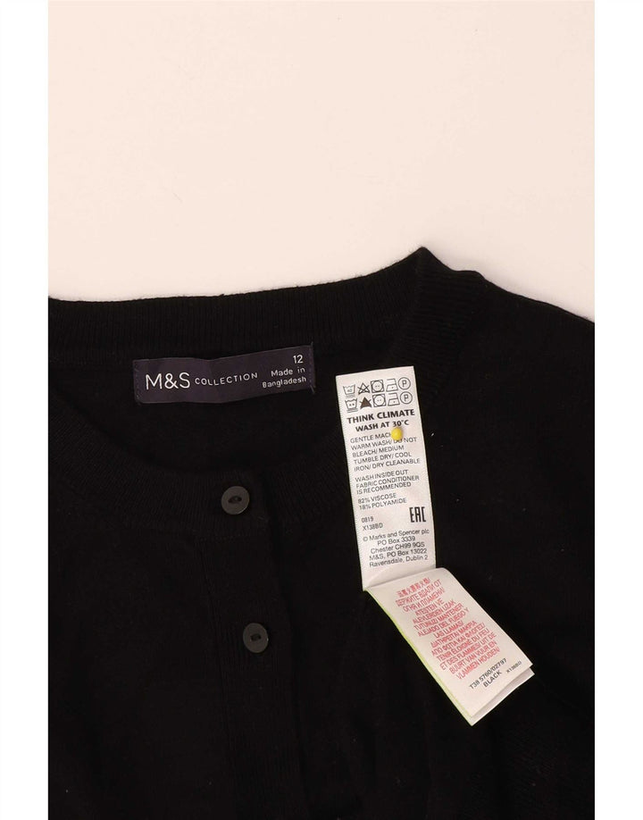Marks & Spencer Womens Crop Cardigan Sweater UK 12 Medium  Black Viscose