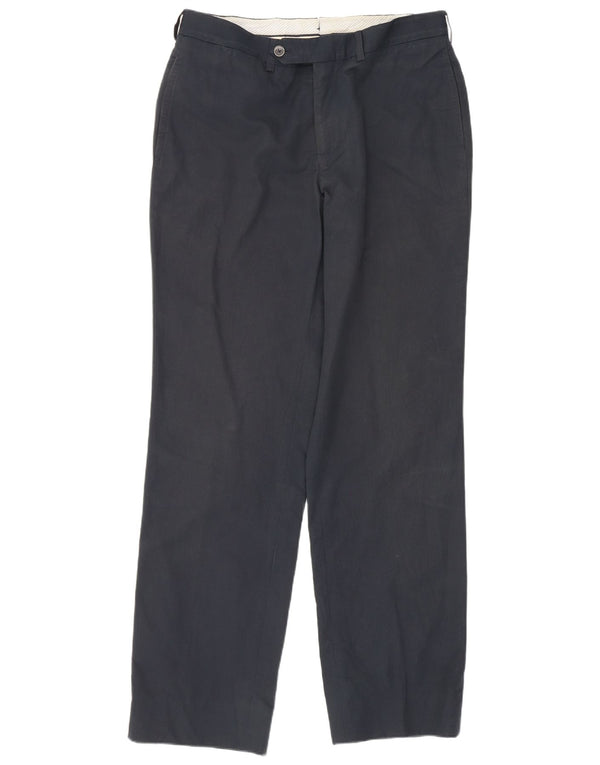 Massimo Dutti Mens Regular Chino Trousers Medium W31 L29 Navy Blue Cotton