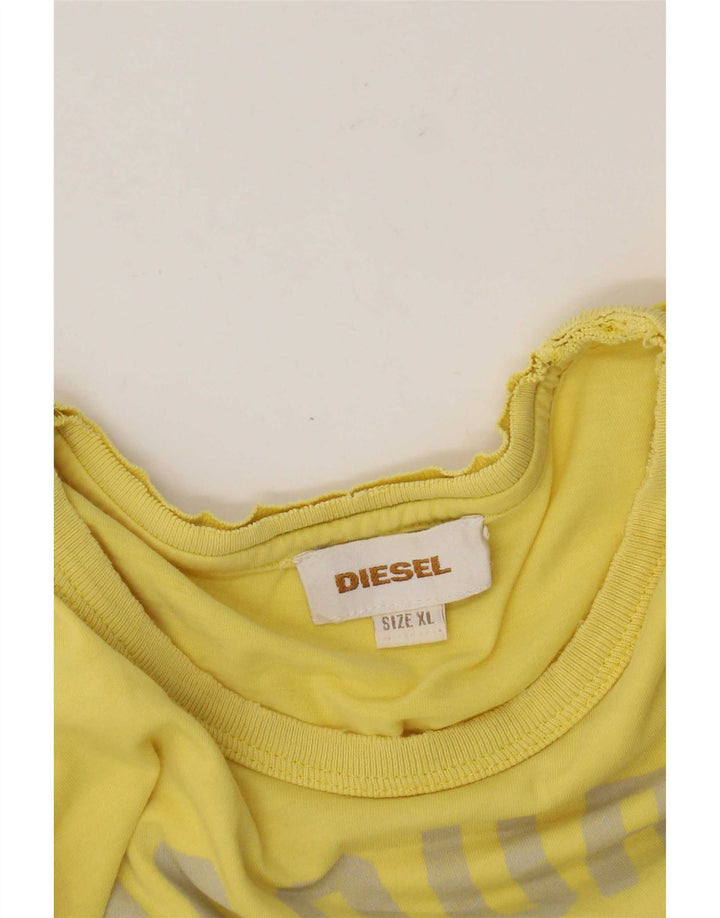 Diesel Mens Graphic T-Shirt Top XL Yellow