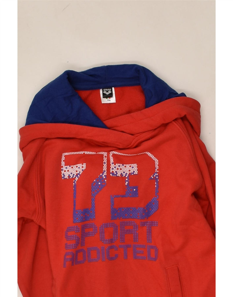 ARENA Boys Graphic Hoodie Jumper 9-10 Years Red Cotton | Vintage Arena | Thrift | Second-Hand Arena | Used Clothing | Messina Hembry 