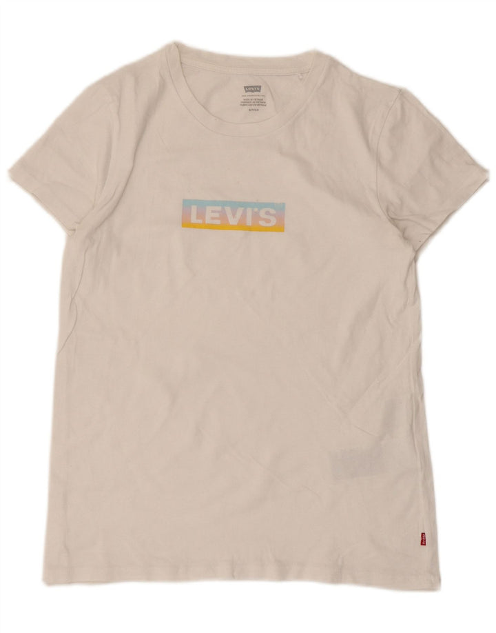 Levi's Womens Graphic T-Shirt Top UK 8 Small White Cotton