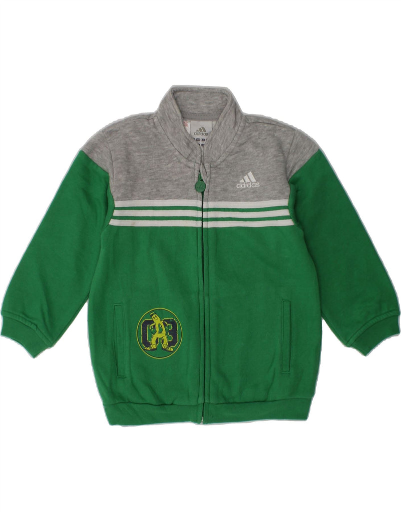 ADIDAS Boys Tracksuit Top Jacket 2-3 Years Green Colourblock Cotton | Vintage Adidas | Thrift | Second-Hand Adidas | Used Clothing | Messina Hembry 