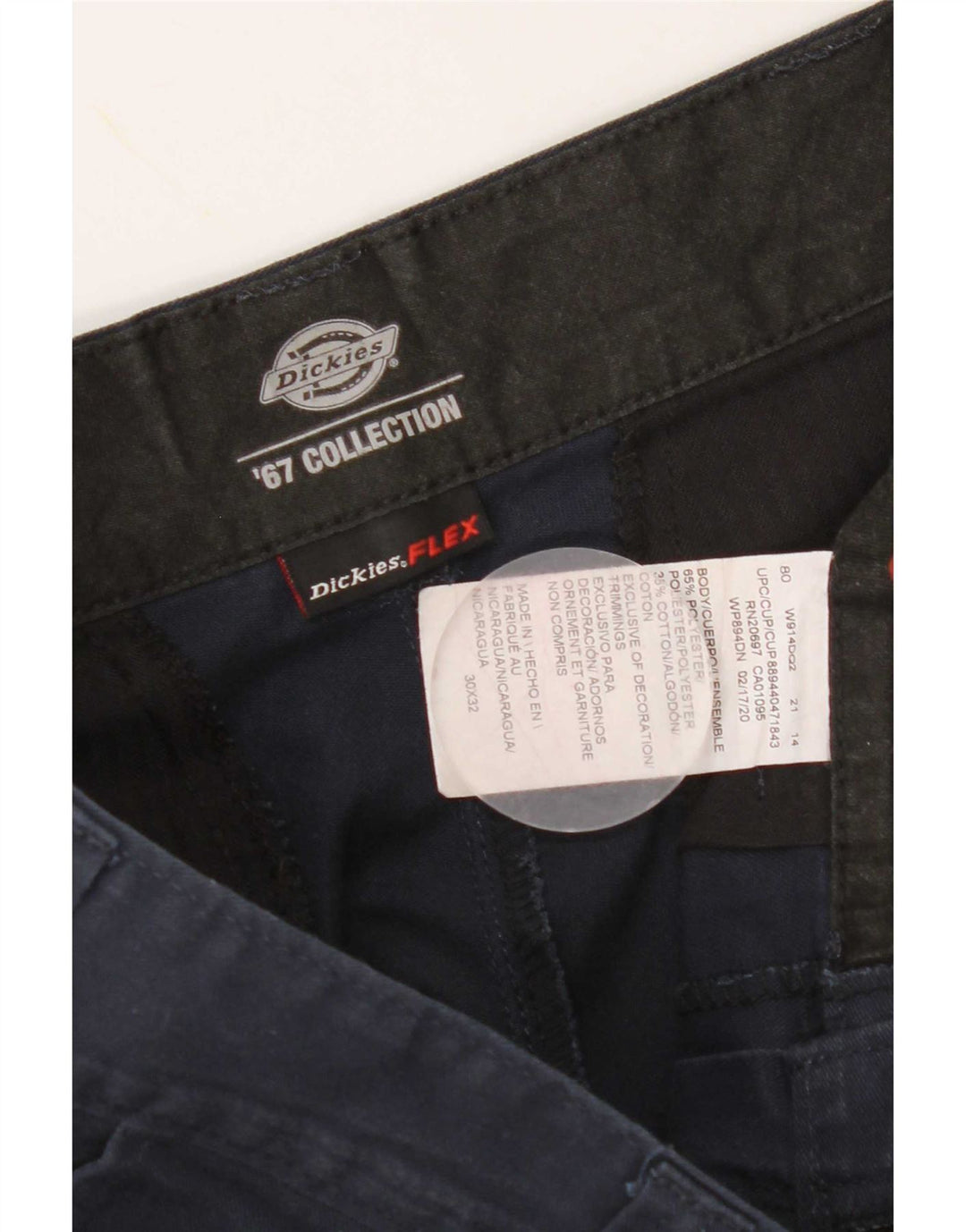 Dickies Mens Straight Chino Trousers W30 L32 Navy Blue Polyester