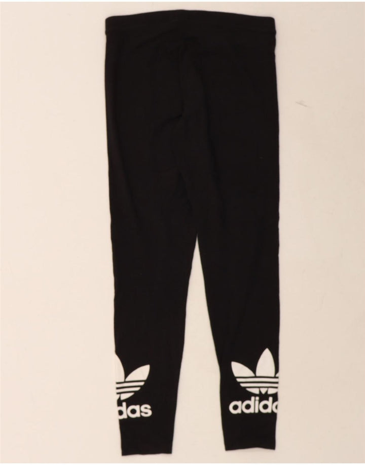 ADIDAS Womens Graphic Leggings UK 12 Medium Black Cotton Vintage Adidas and Second-Hand Adidas from Messina Hembry 