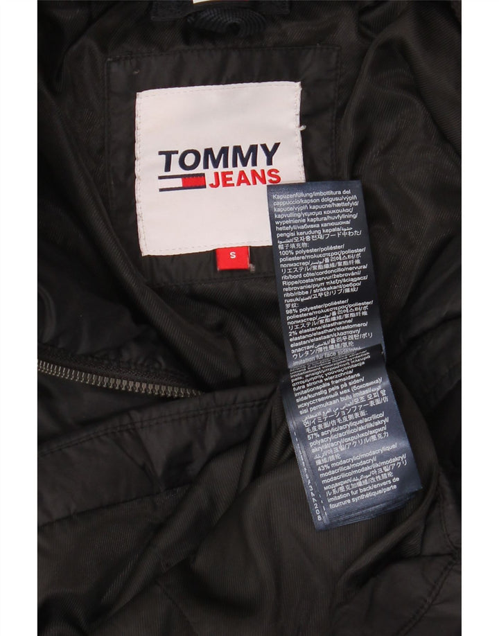 Tommy Hilfiger Womens Hooded Padded Coat UK 10 Small Black Polyester