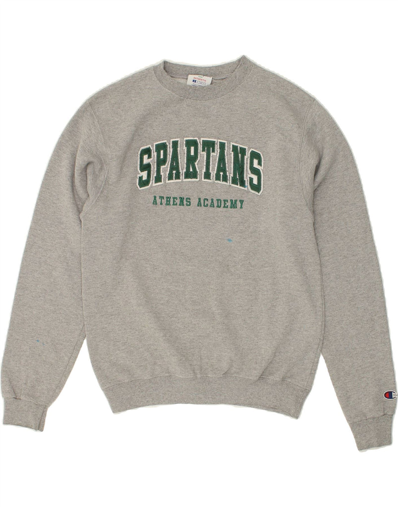 CHAMPION Mens Spartans Graphic Sweatshirt Jumper Small Grey | Vintage Champion | Thrift | Second-Hand Champion | Used Clothing | Messina Hembry 