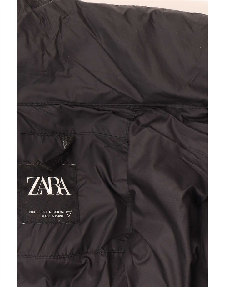 Zara Mens Padded Jacket UK 40 Large Black Polyamide