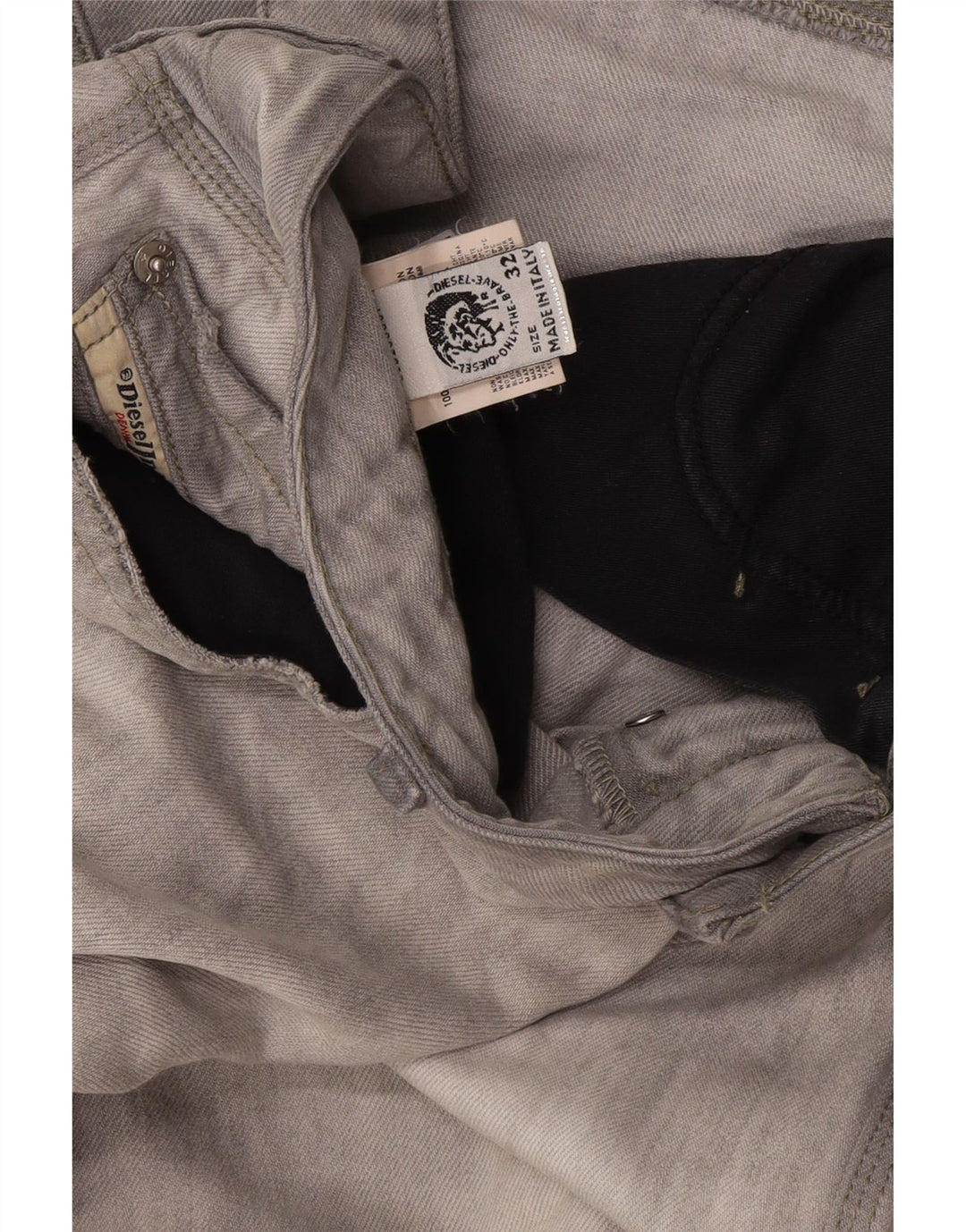 Diesel Mens Straight Jeans W32 L34 Grey Cotton
