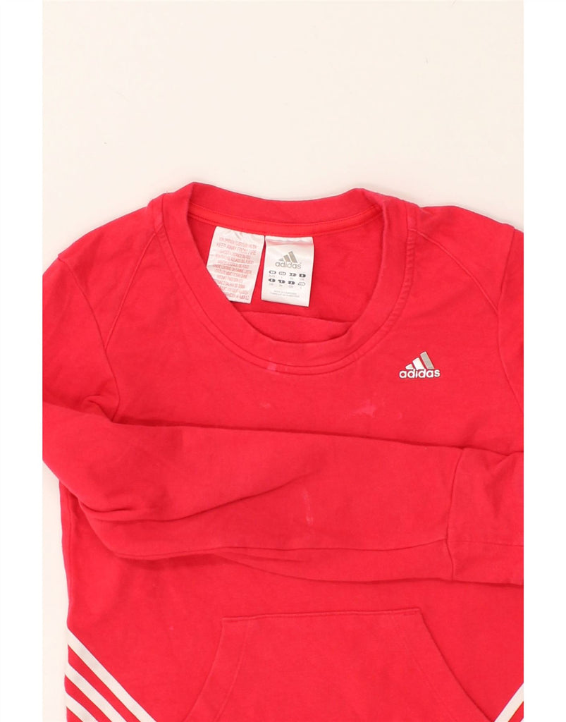 ADIDAS Girls Sweatshirt Jumper 7-8 Years Red Cotton | Vintage Adidas | Thrift | Second-Hand Adidas | Used Clothing | Messina Hembry 