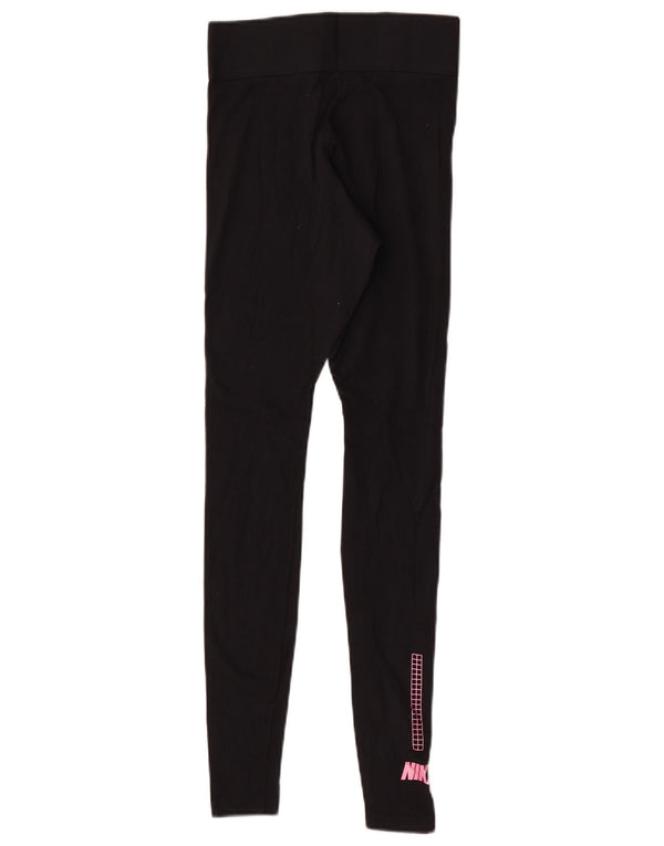 Nike Womens Graphic Leggings UK 6 XS Black Cotton