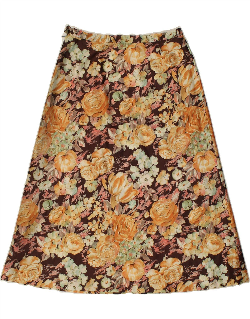 VINTAGE Womens A-Line Skirt W26 Small  Brown Floral Vintage Vintage and Second-Hand Vintage from Messina Hembry 