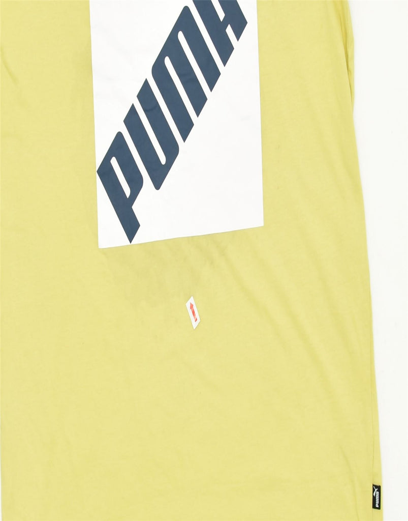 PUMA Mens Graphic T-Shirt Top Small Yellow Cotton | Vintage | Thrift | Second-Hand | Used Clothing | Messina Hembry 