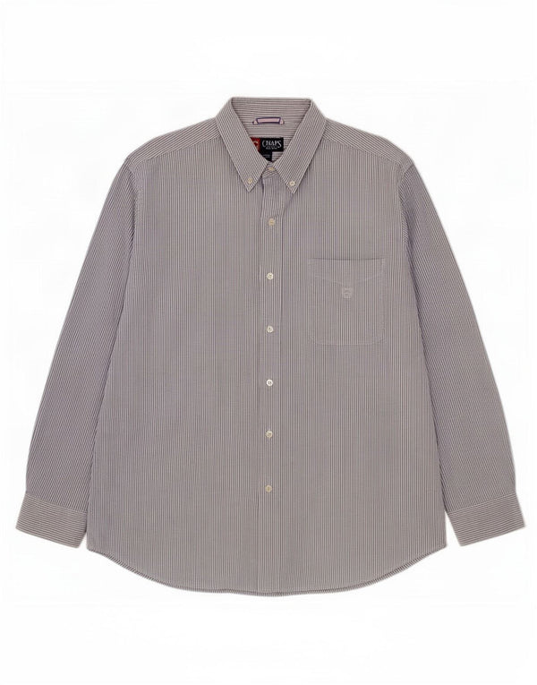 Chaps Mens Shirt Large Blue Pinstripe Cotton
