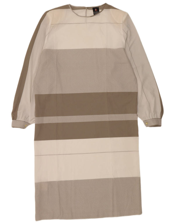 Fiorella Rubino Womens Long Sleeve Shift Dress UK 16 Large Grey Striped